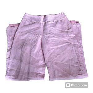 the cutest light pink wide leg linen pants from ann taylor loft